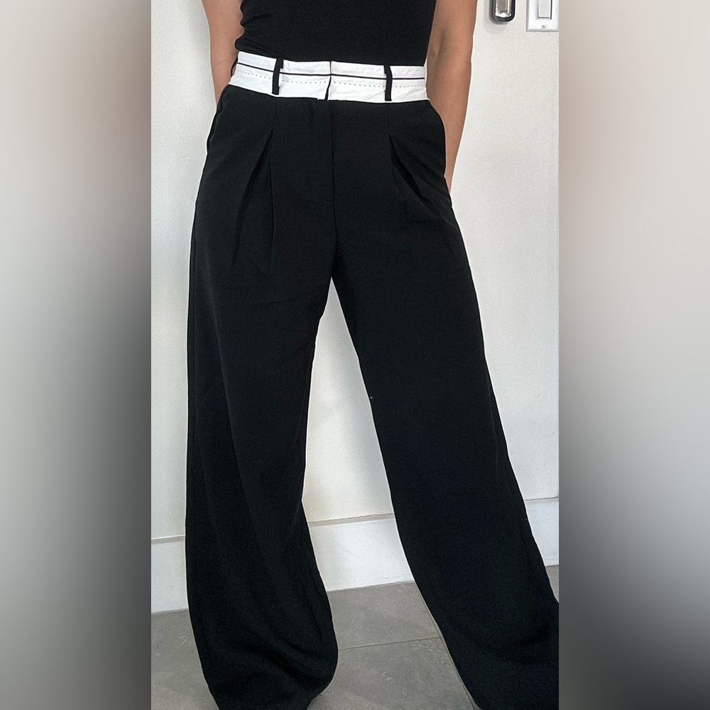 High Waist Black Wide-Leg Trousers – Sans